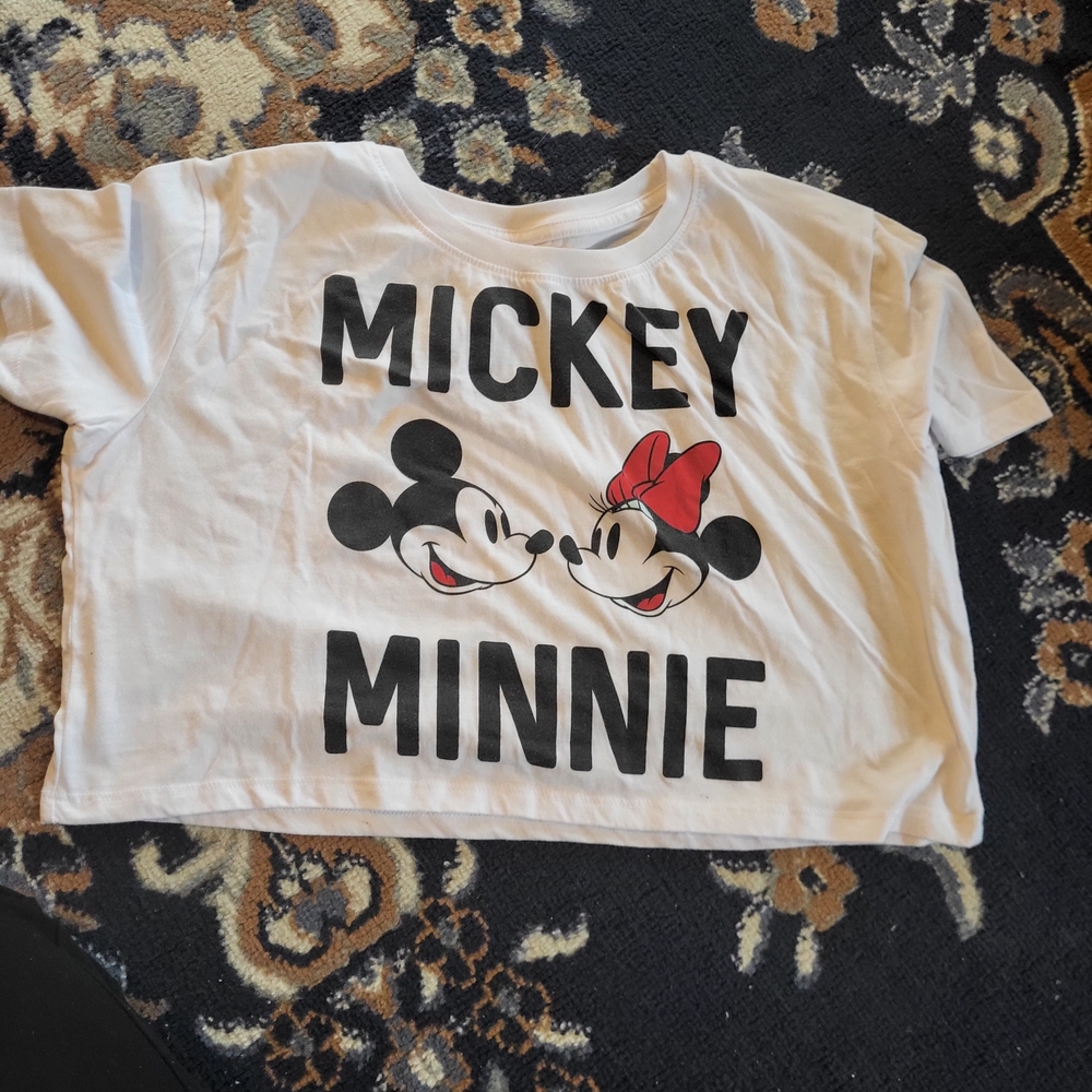 Disney White Short Sleeve Women's Tees with Mickey & Minnie